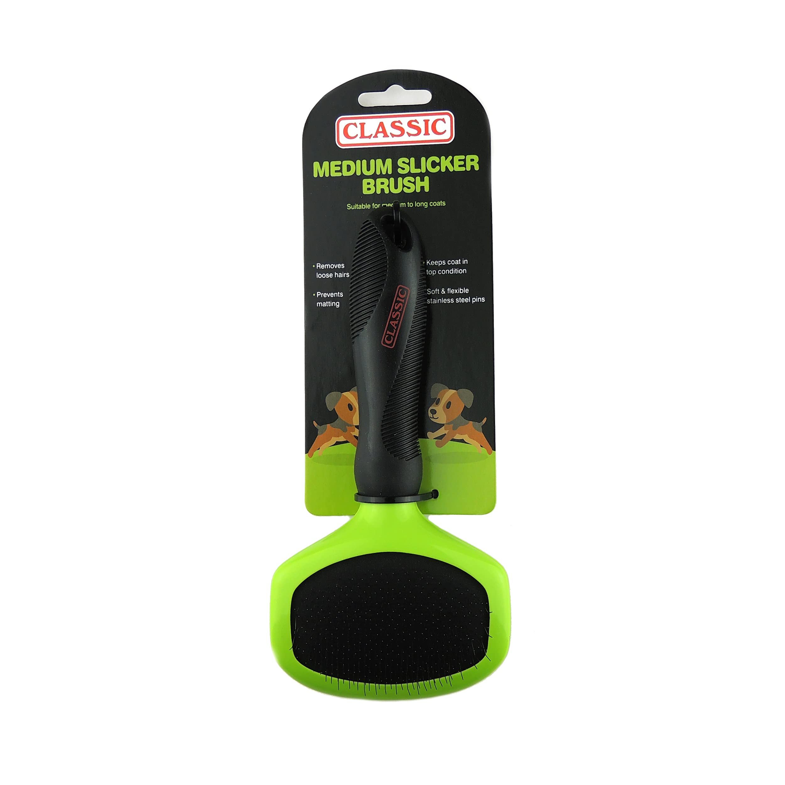 Classic Medium Slicker Pet Grooming Brush for Dogs, Green