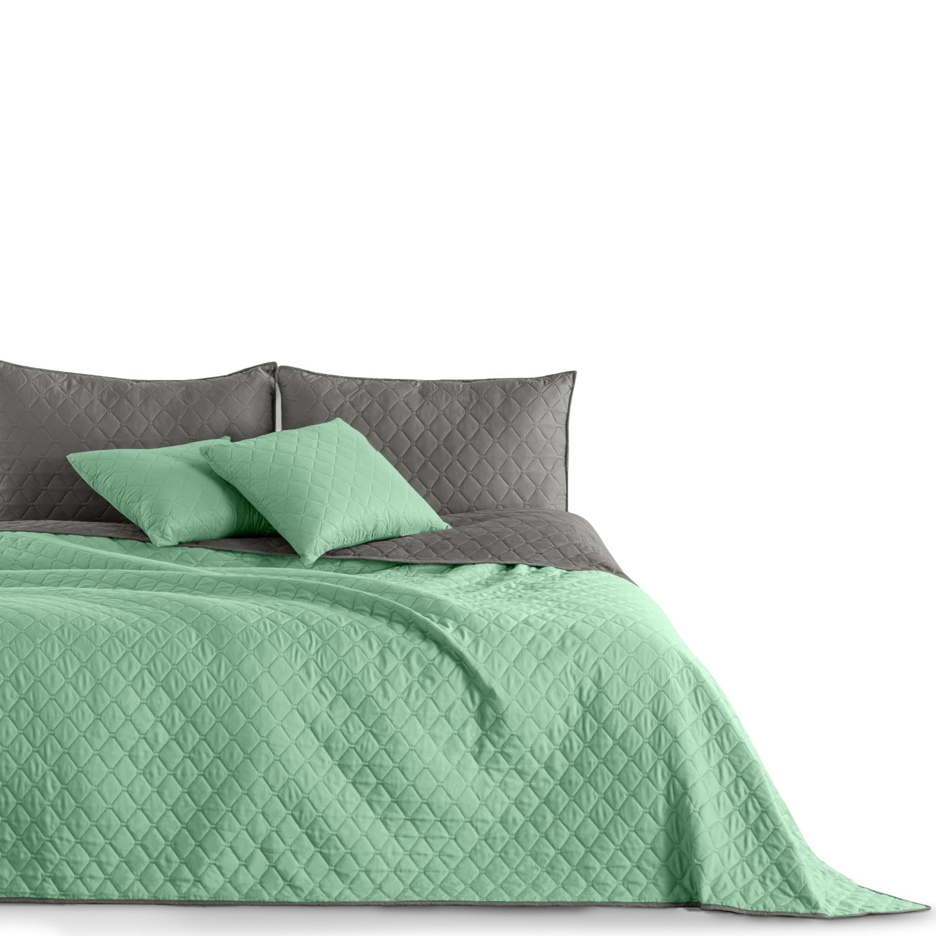 DecoKing Bedspread Slipcover Cover Reversible 170 x 270 cm Mint Steel Quilted Ultrasonic Lightweight Microfibre Axel