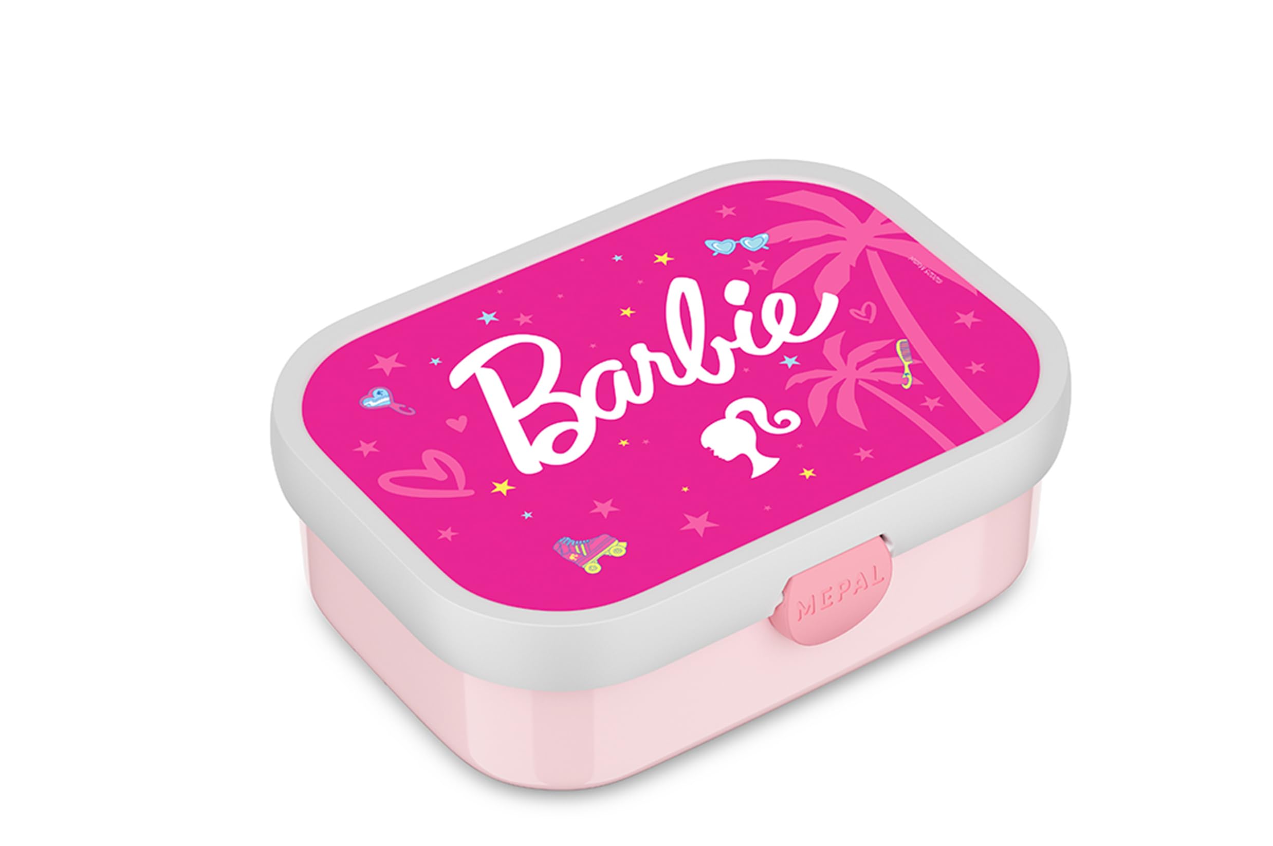 Mepal - Brotdose Kinder Campus - Bento Box - Brotdose mit Fächern undGabel - Meal Prep Box mit Clip-Verschluss - BPA-frei undSpülmaschinenfest - 750 ml - Barbie