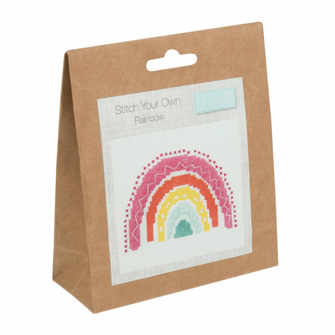 Trimits Mini Counted Cross Stitch Kits, 13 x 13cm (5 x 5in), Rainbow