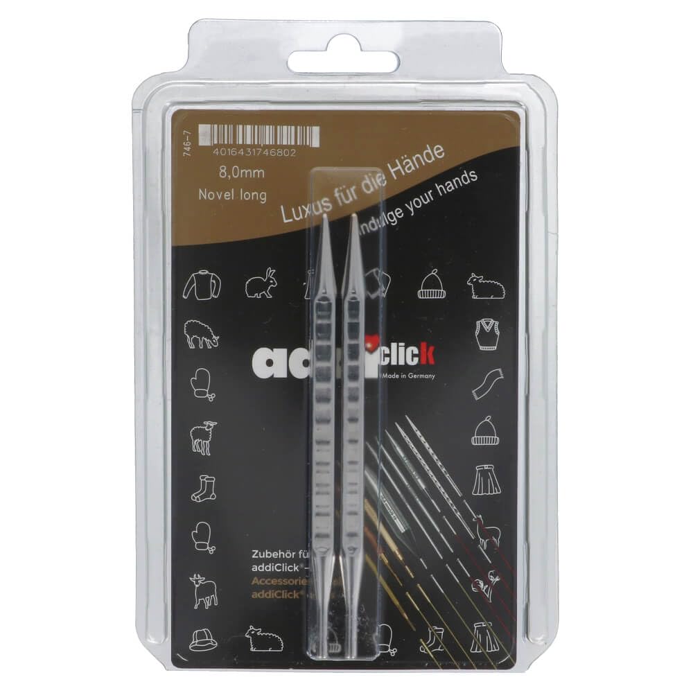 Addi Click Novel Lace Long Tips 8.00mm, Metal, 8.0mm (UK 0 / US 11), 8mm