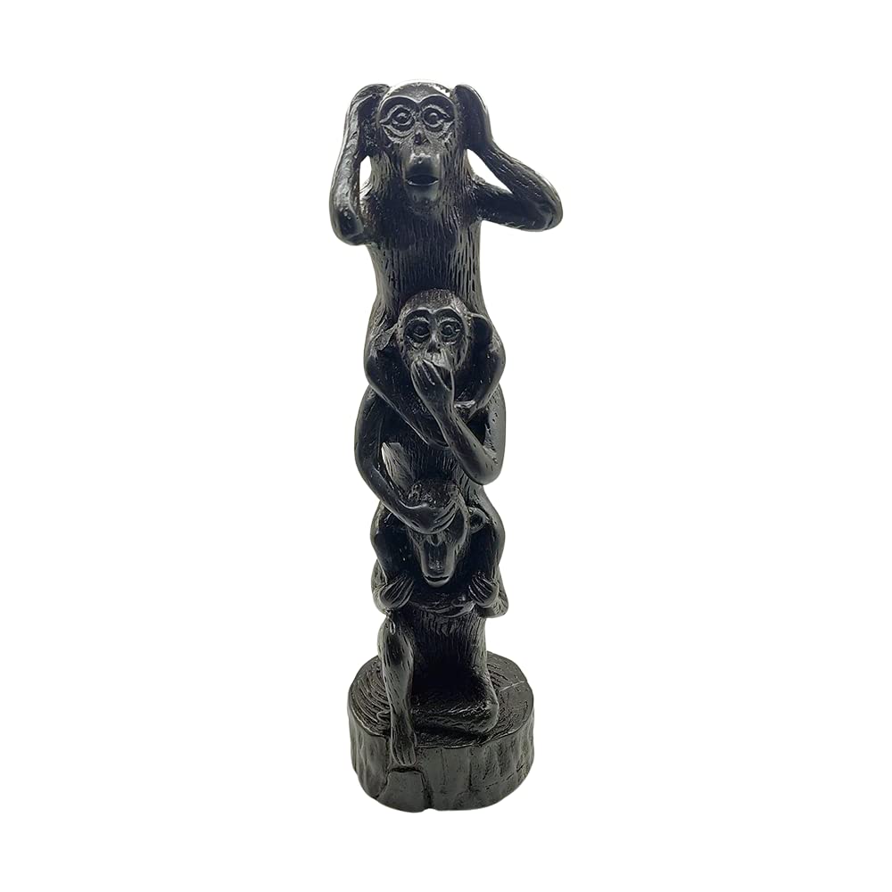 VIE Naturals Resin Figurine, Piggyback Monkeys