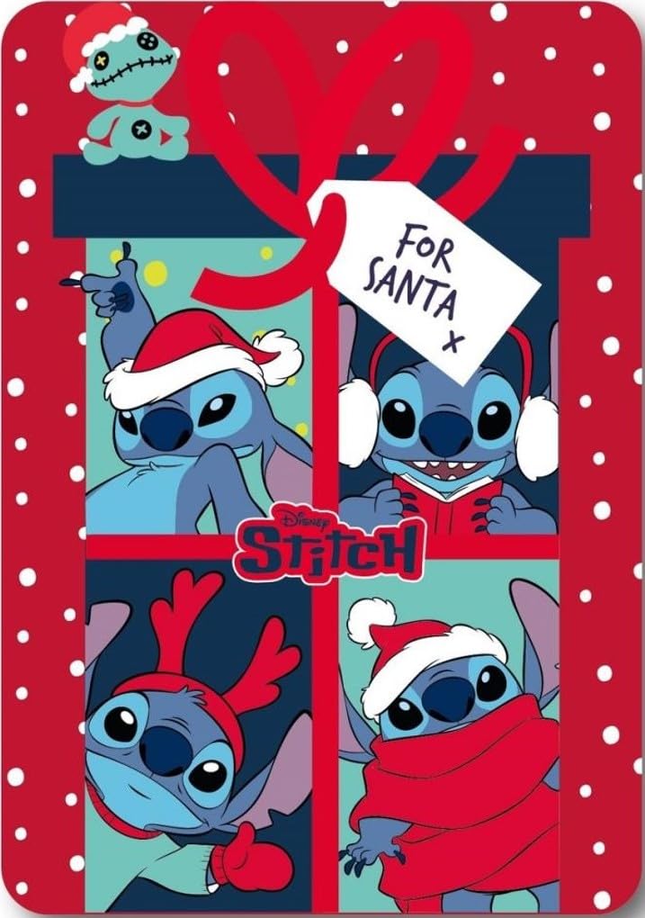 Stitch Fleece Blanket for Christmas 100 x 140 cm (Plaid Stitch – D)