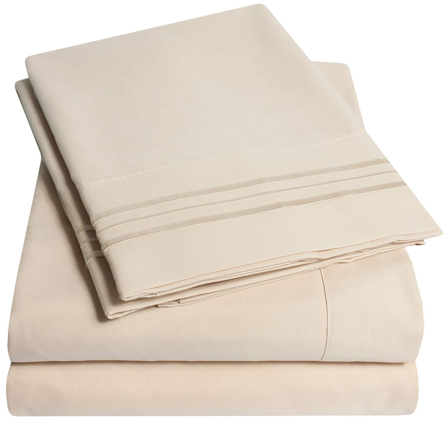 My Sweet Home 1500 Thread Count 4Pc Bed Sheet Set Egyptian Quality Deep Pocket - King, Beige