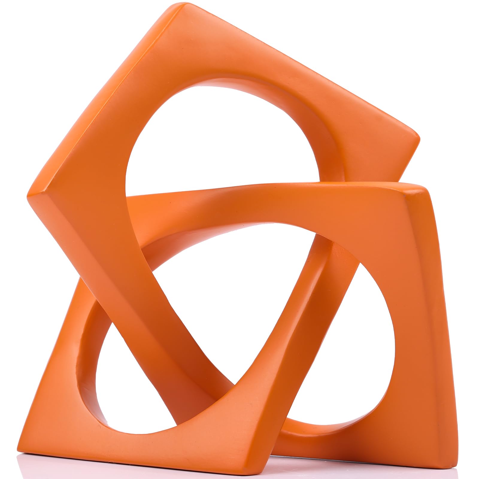 LCCCK Modern Geometric Sculpture Orange Knot Statue Decor, Home Orange Bookcase Centerpiece Jax Decorative, Geometric Tabletop Sculpture and Figurines, for Home Decor Accent Cube Decorative Ornaments
