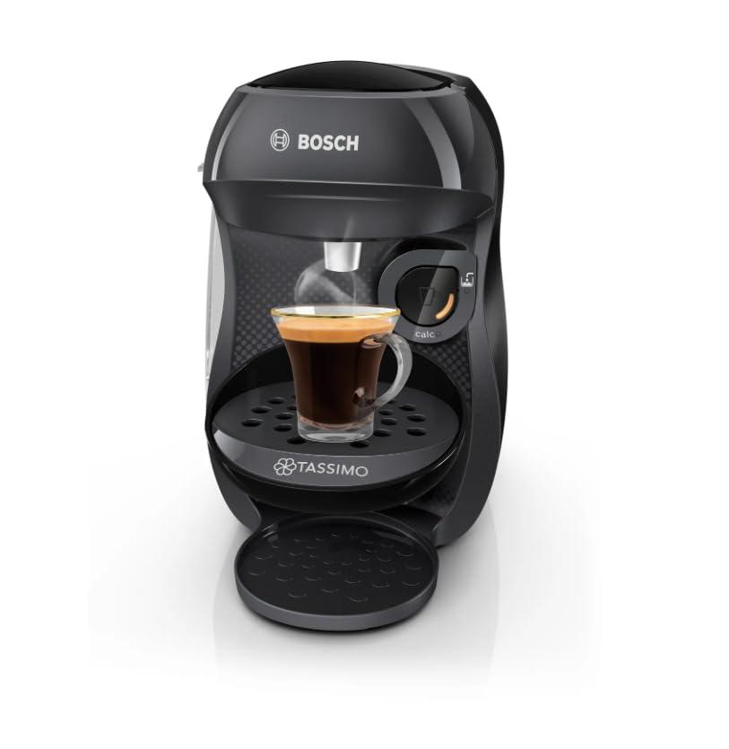 Bosch Tassimo Happy Friendly TAS102E Capsule Machine with 70+ Drinks, Suitable for All Cups, Automatic Shut-off, Durable, Perfectly Dosed, Space-Saving, 1400 W, Black
