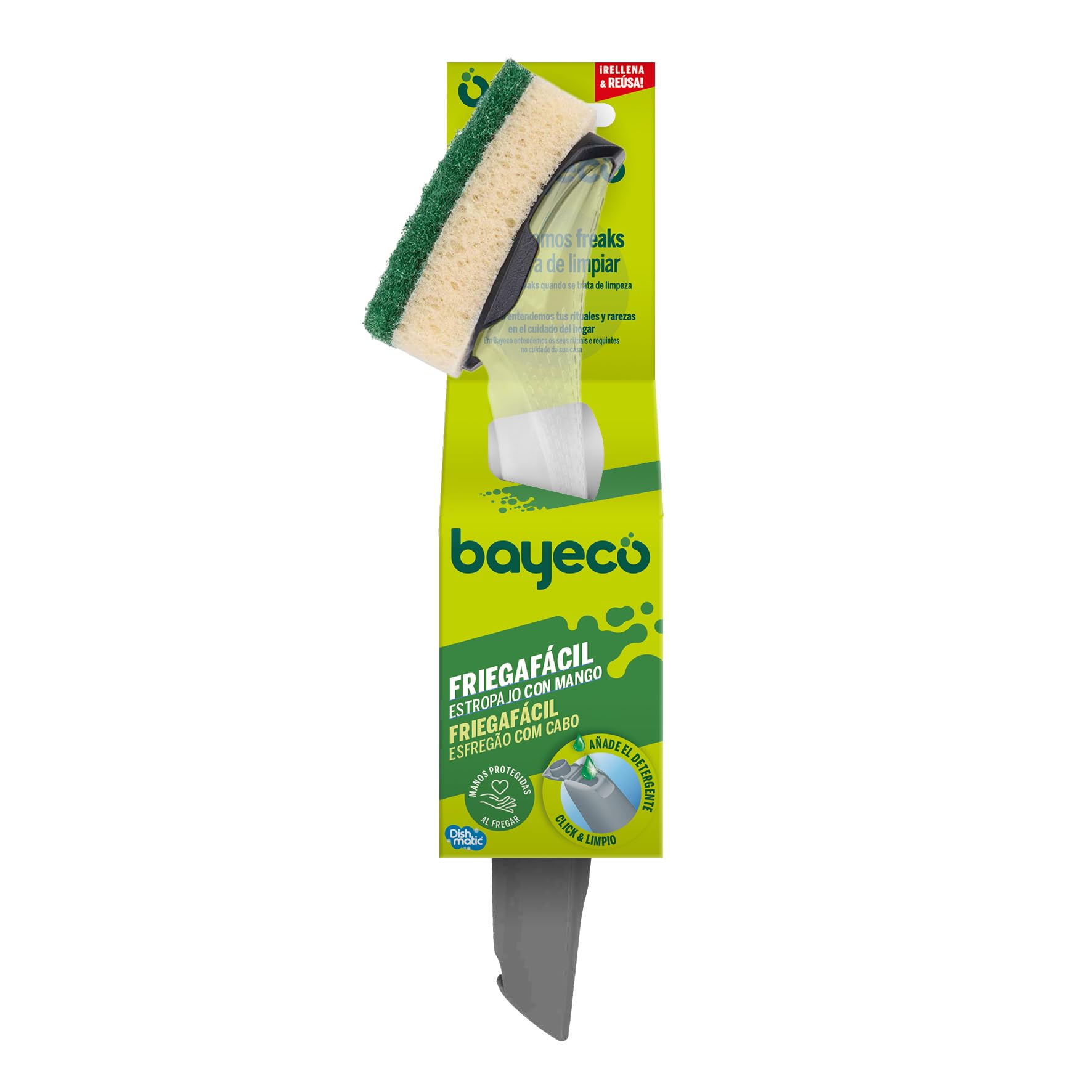 Bayeco 1-Piece Green Fiber Scrubber with Handle