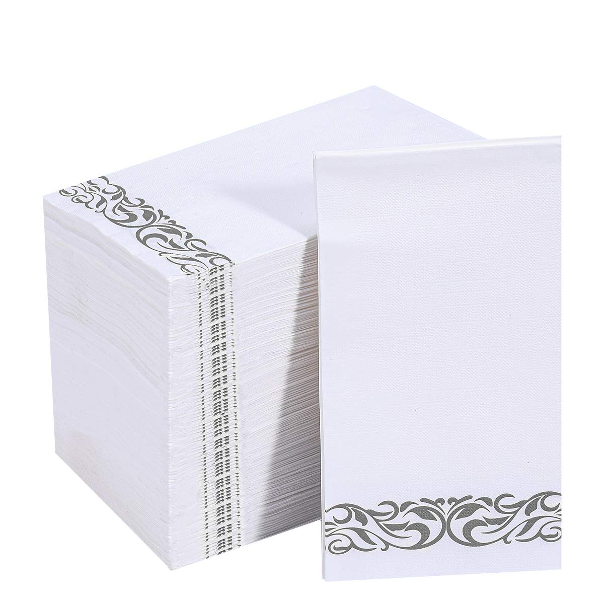 vplus Premium Quality Dinner Napkins Disposable Bathroom Paper Napkins Soft, Absorbent, Paper Napkins for Kitchen, Bathroom, Parties, Weddings, Dinners or Events(Silver)