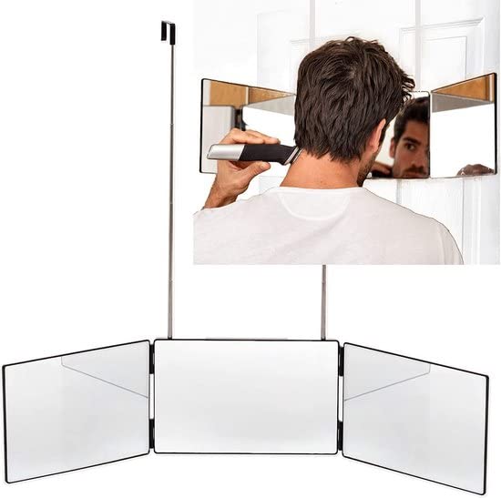 Hagvot 3-Way Mirror Trifold 360 Degree Adjustable Shaving Mirror with Holders for Makeup Styling