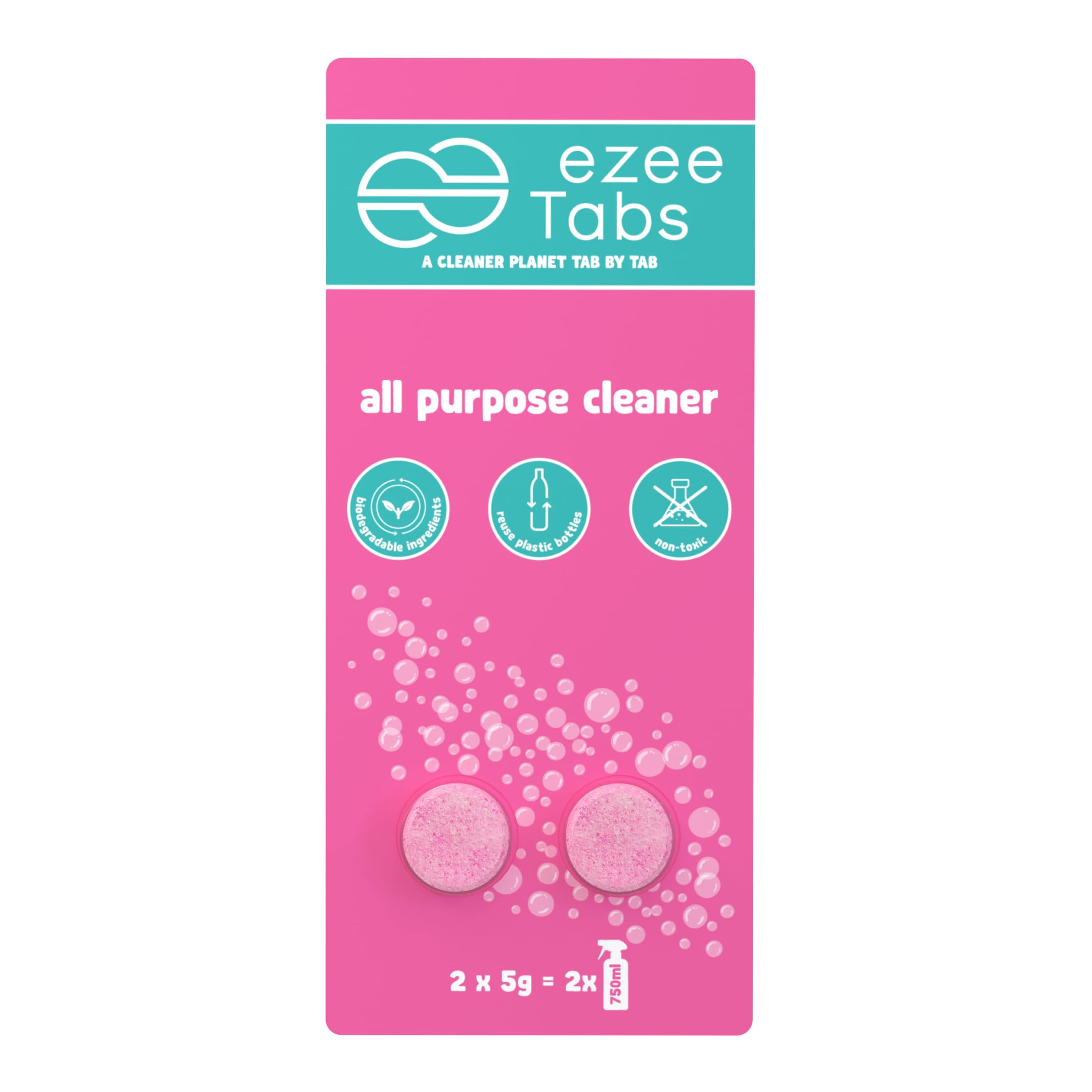 EzeeTabs All purpose cleaner – Cleaning tabs for a microplastic-free, biodegradable and vegan cleaning product – 2 x Cleaner for all surfaces