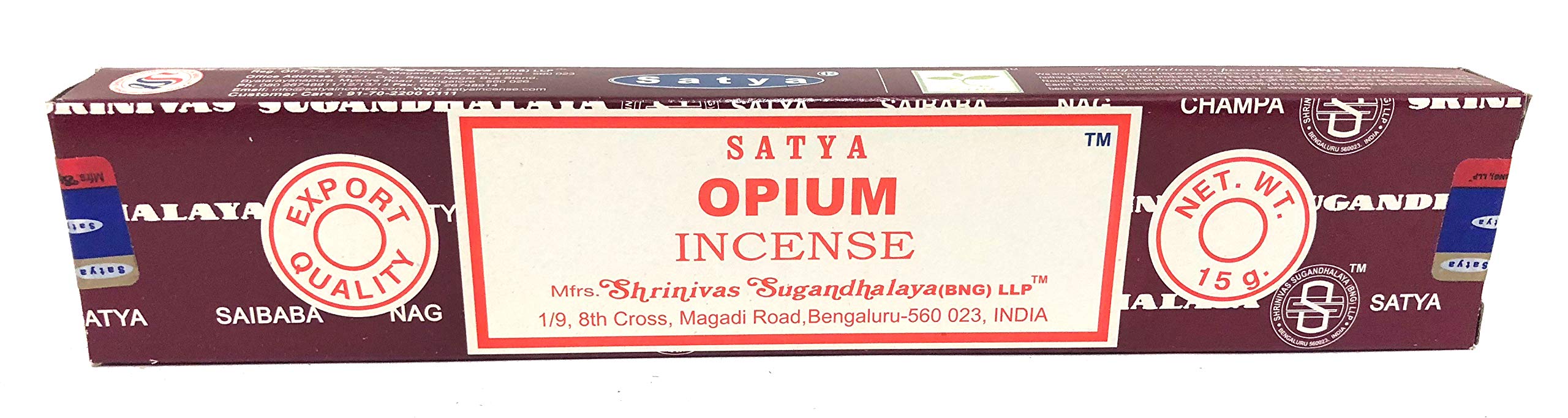 Satya 1 x Natural OPIUM Incense Sticks 15g 1 box