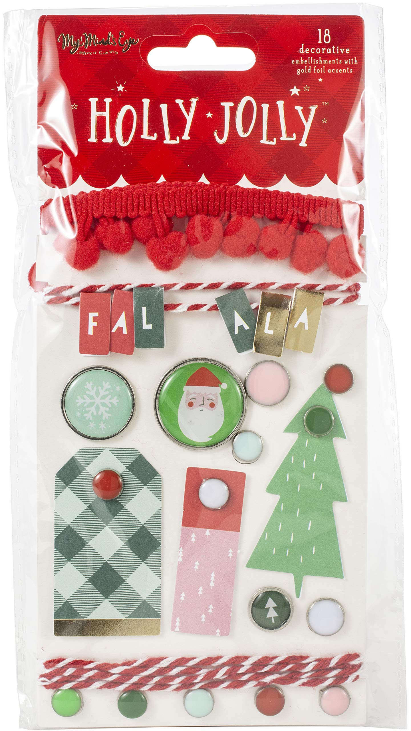 MY MINDS EYE, INC. Holly Jolly BRADS, W/Foiled Accents, One Size