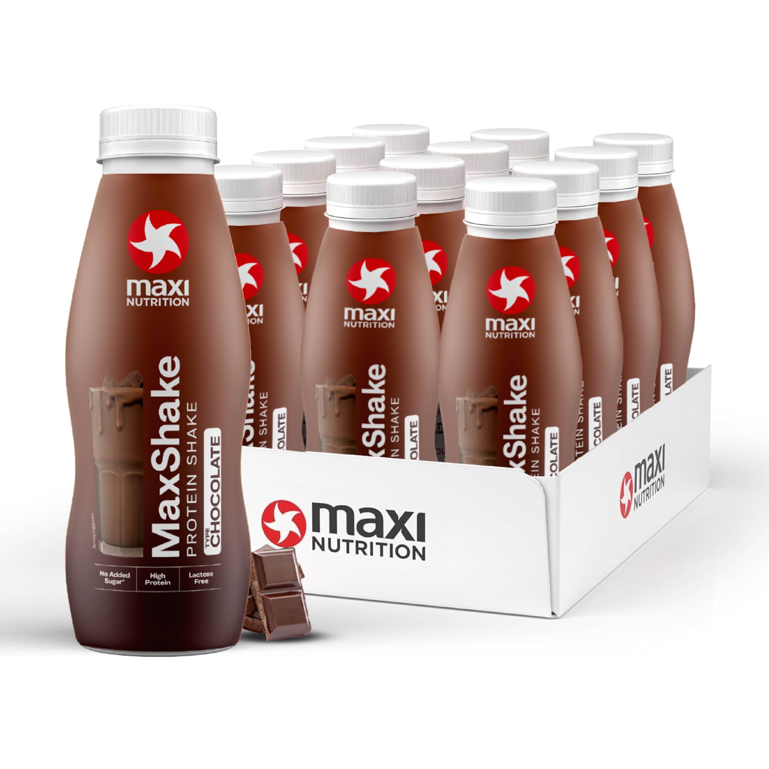 Maxi Nutrition MaxShake Protein Milkshake, Chocolate Flavour, 25 g Protein, 330 ml x 12 Pack