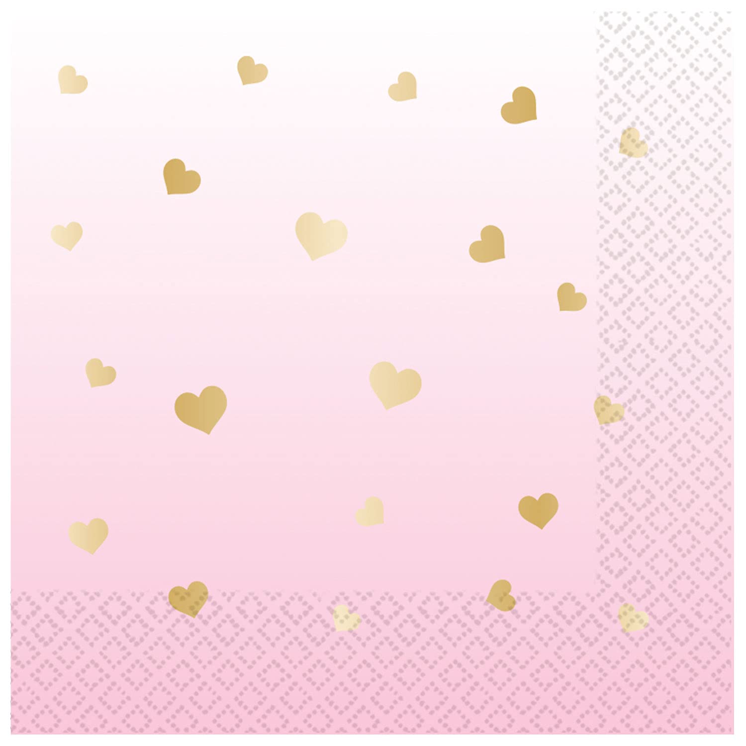 Amscan 9911830 - Baby 1st Birthday Party Pink Heart Hot Stamped Luncheon Napkins - 16 Pack