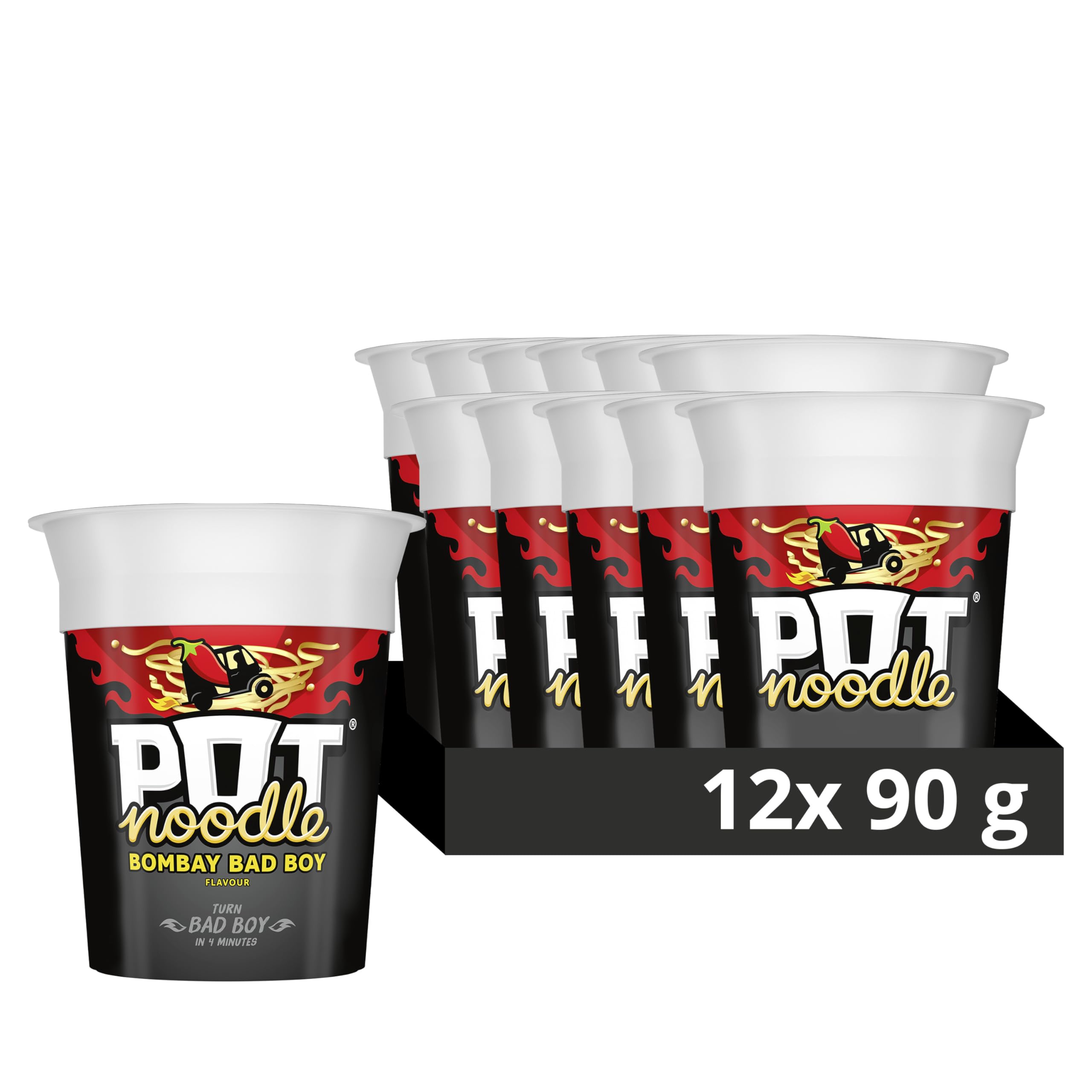 Pot Noodle Bombay Bad Boy Standard Pot instant vegan* snack quick to make noodles Instant Noodle 12x 90 g