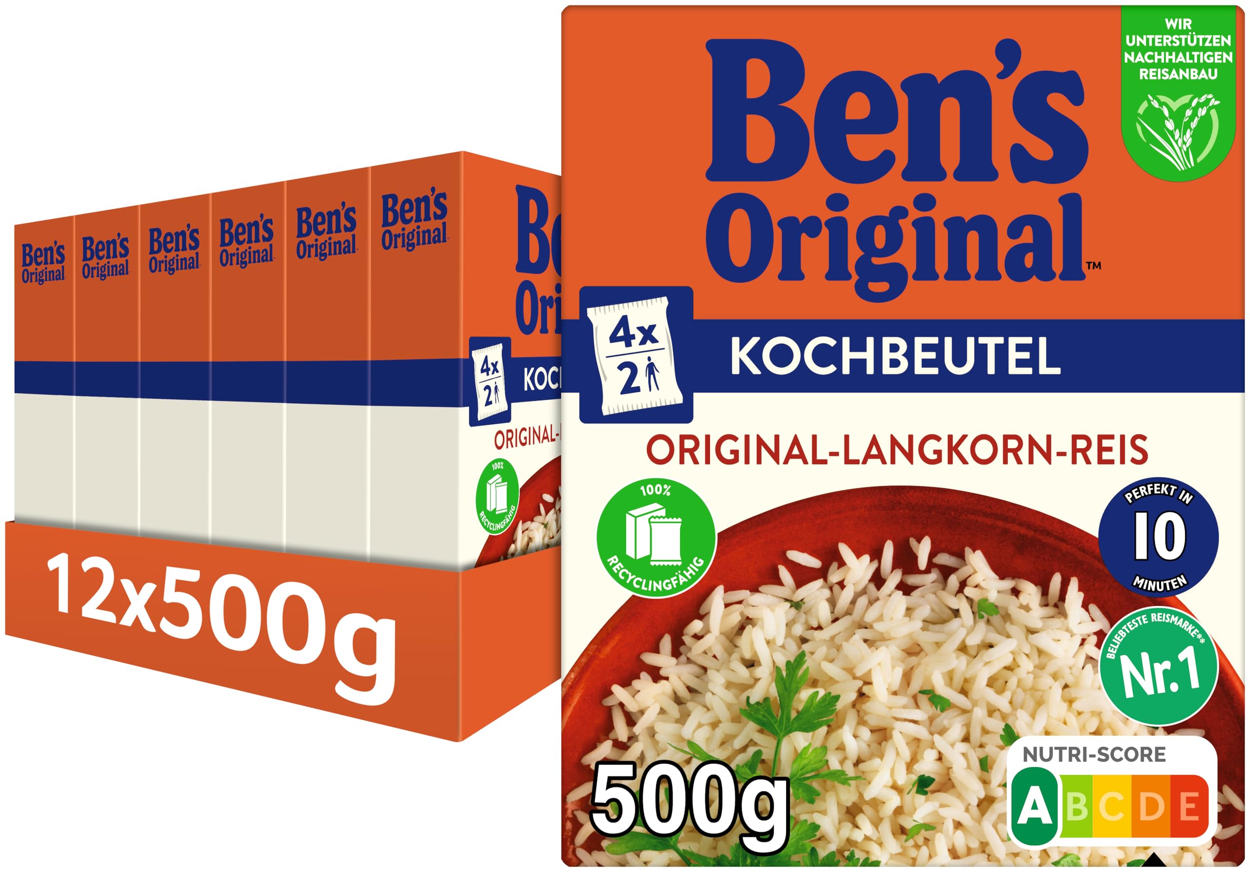 BEN'S ORIGINAL™ Kochbeutel 10 Minuten Original Langkornreis 12x500g