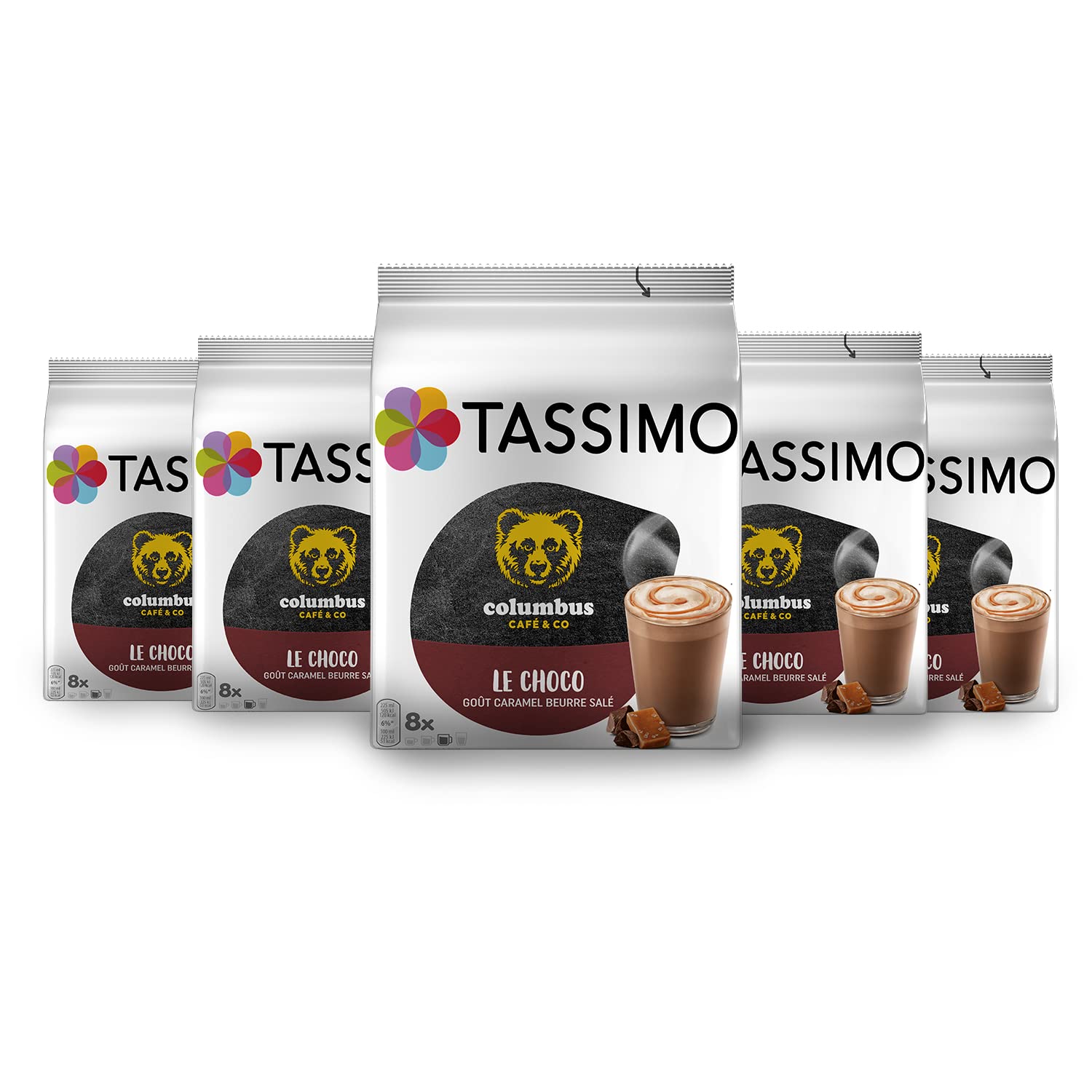 Tassimo Columbus Café Le Choco Salted Caramel Hot Chocolate T Discs Pods - 5 Packs, 40 Servings