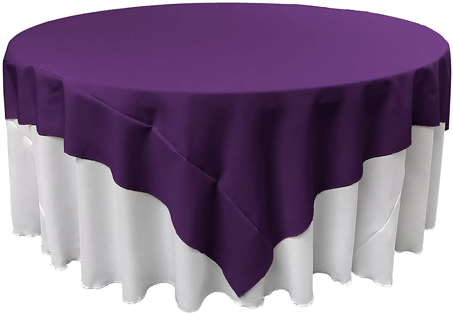 LA Linen Poplin Square Tablecloth, Polyester, Purple, 72 x 72-Inch