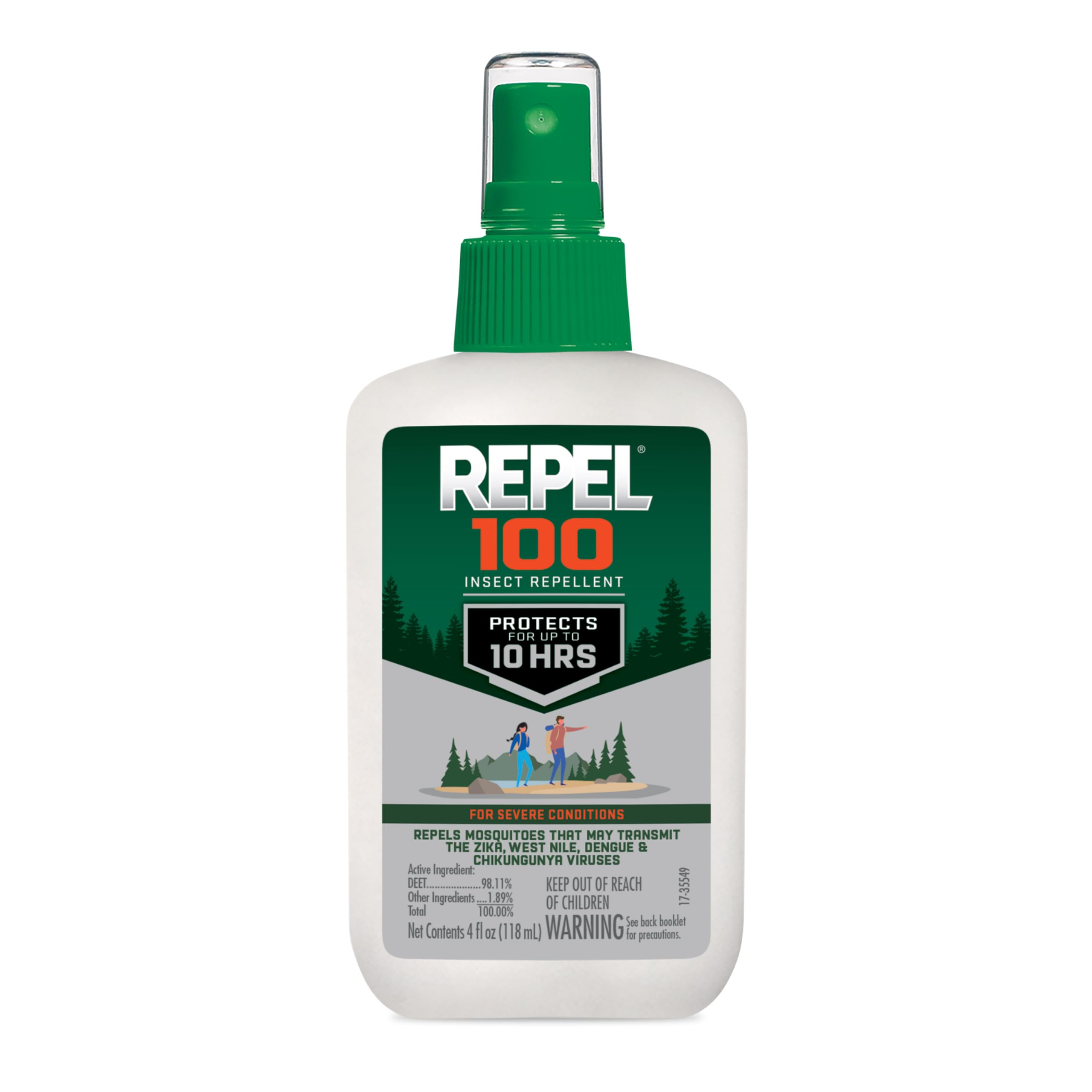 Repel 100 Insect Repellent, Pump Spray, 4-Fluid Ounces, 10-Hour Protection