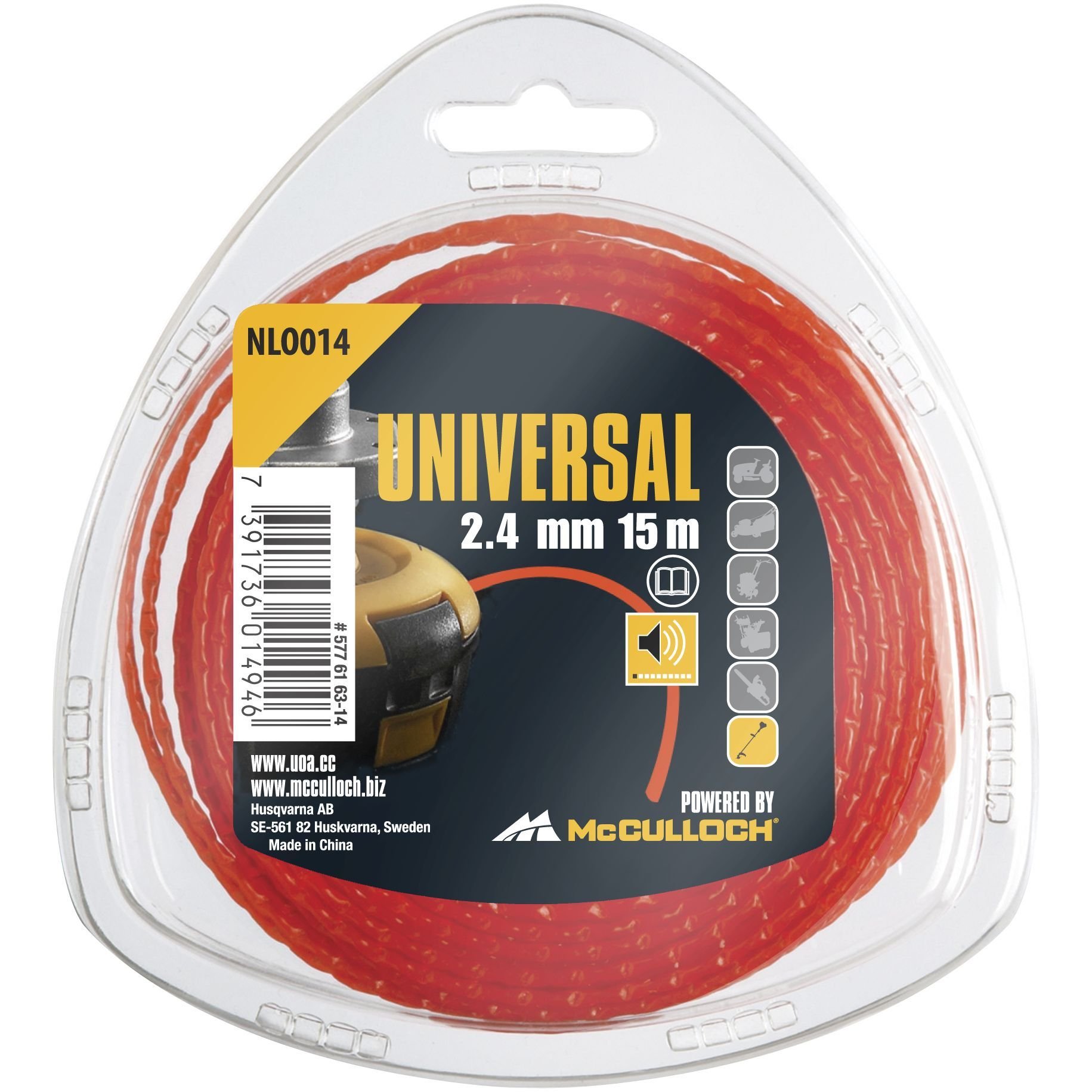 UNIVERSAL NLO014 Low Noise Trimmer Line For All Line Grass Trimmers, 2.4 mm x 15 m