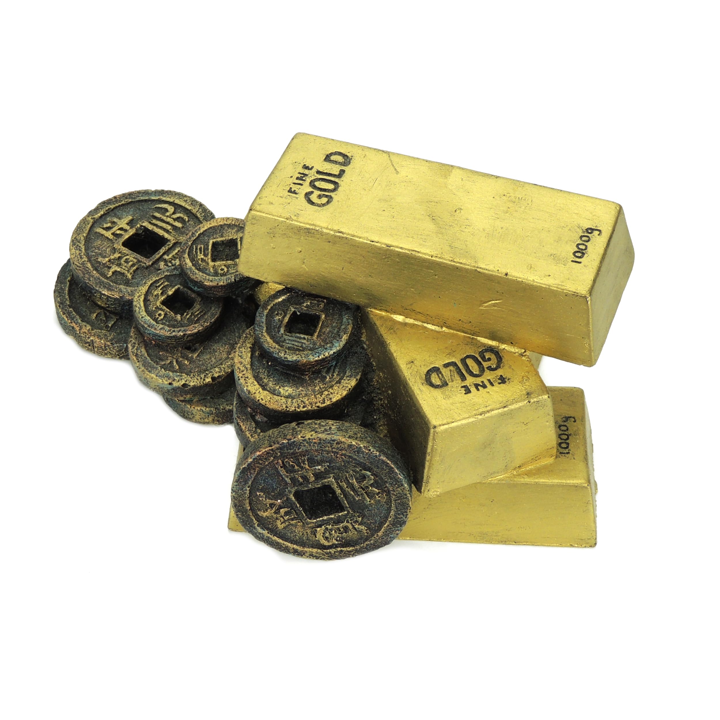 CLASSIC Large Gold Bars with Coins 240m Aquarium Ornament