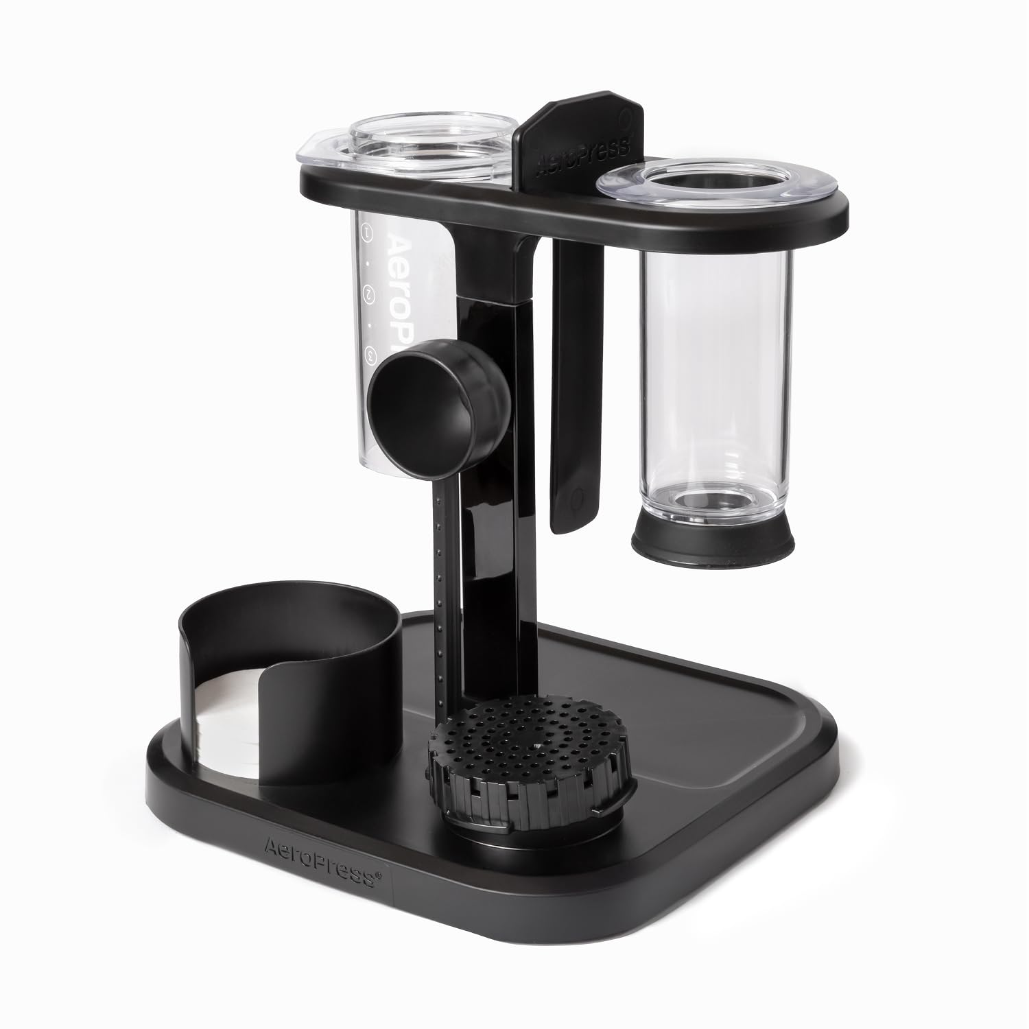 AeroPress Organizer Stand, Compact Coffee Maker Storage, Clear, XL, Ideal Coffee Caddy Station, Slip-Free, Black