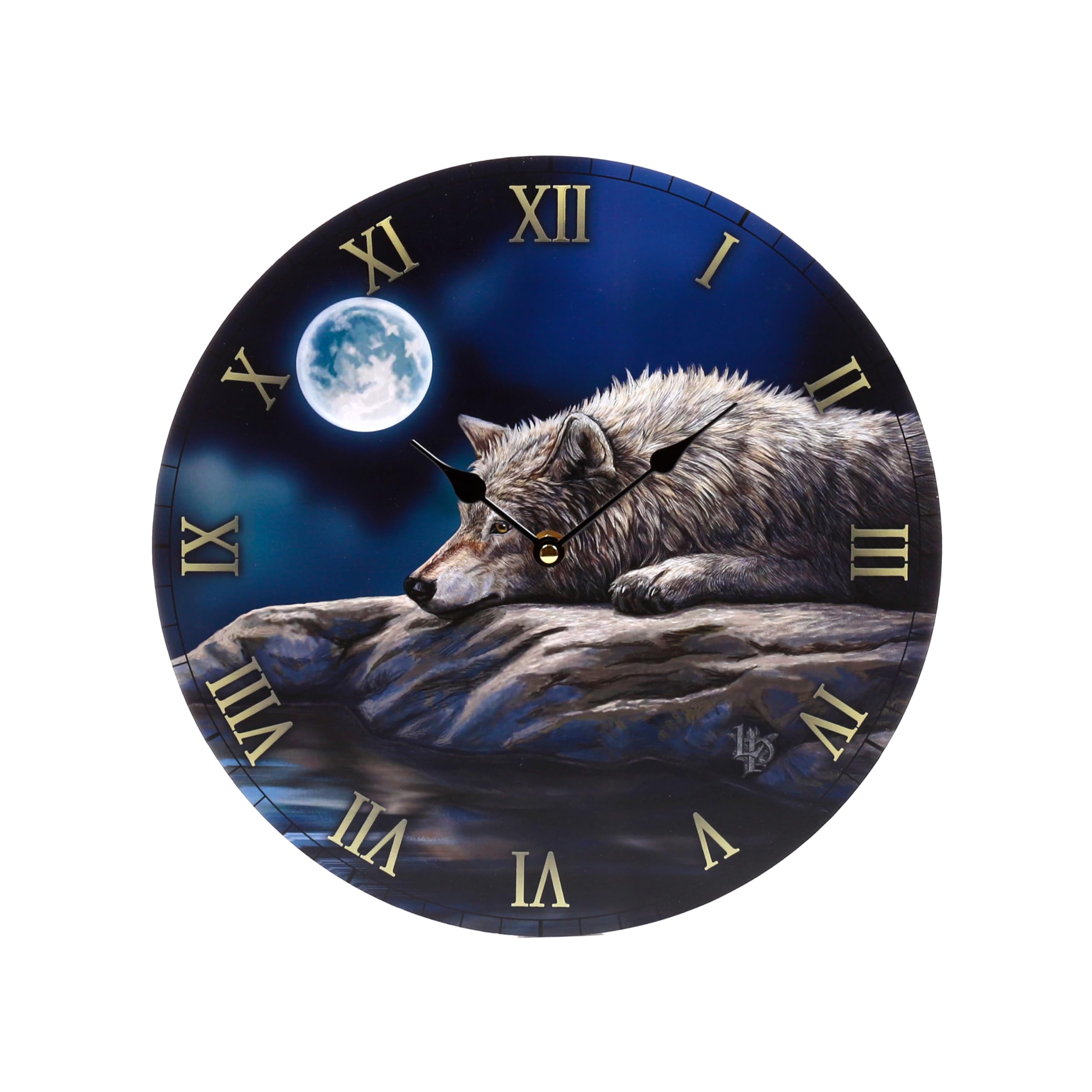 Puckator Lisa Parker Quiet Reflection Wolf Picture Clock - Wall Clock Clocks - Mens Cute Cool Preppy Home Gaming Room Bedroom Office Decor Decoration - Asthetic Accessories Stuff Men Things