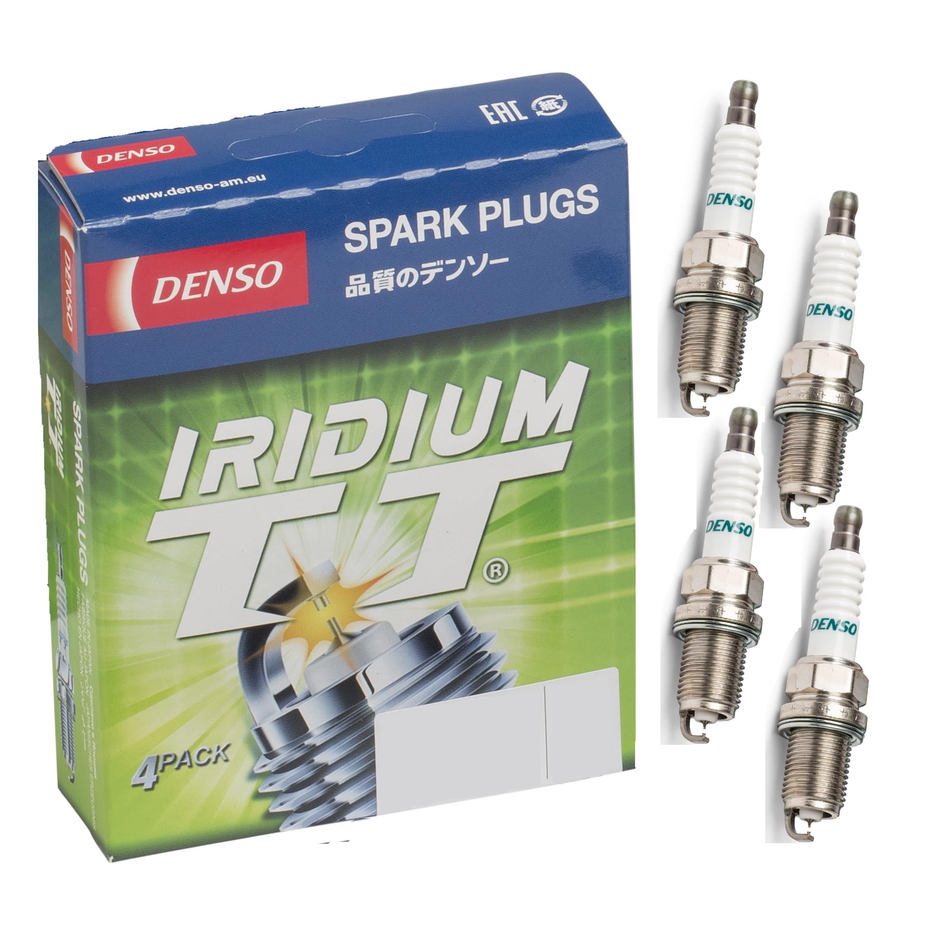 DENSO Iridium TT Spark Plug 4 Pack - IXEH20TT - Twin Tip - The Powerful Premium Quality Ultra-Efficient Replacement Plug