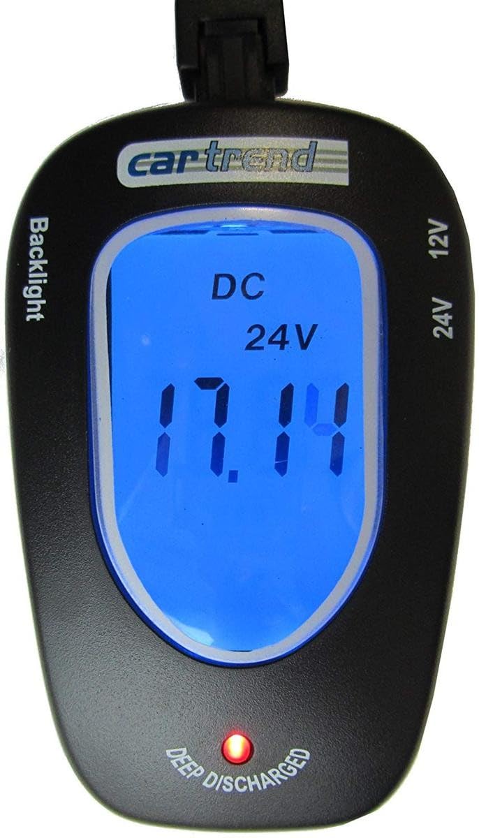 Cartrend 80127 Battery tester 12 V/24 V, with LCD, blue background light