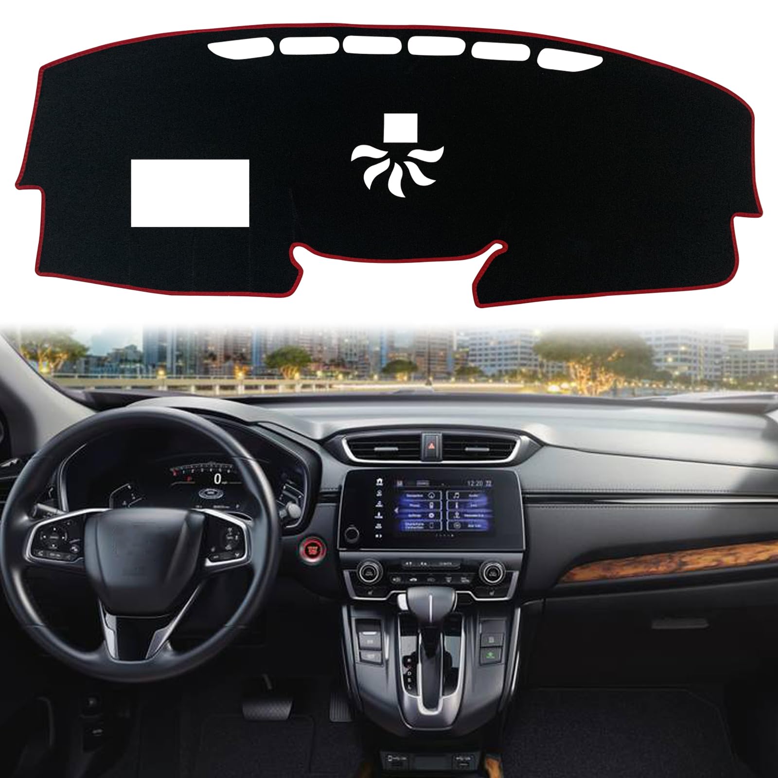 KEEGTBOX Dash Mat Cover Custom Interior Center Console Fit for Honda CRV 2017 2018 2019 2020 2021 2022 Honda CR-V Hybrid 2020-2022 2022 Dashboard mat Covers Accessories (HUD Red Rim)