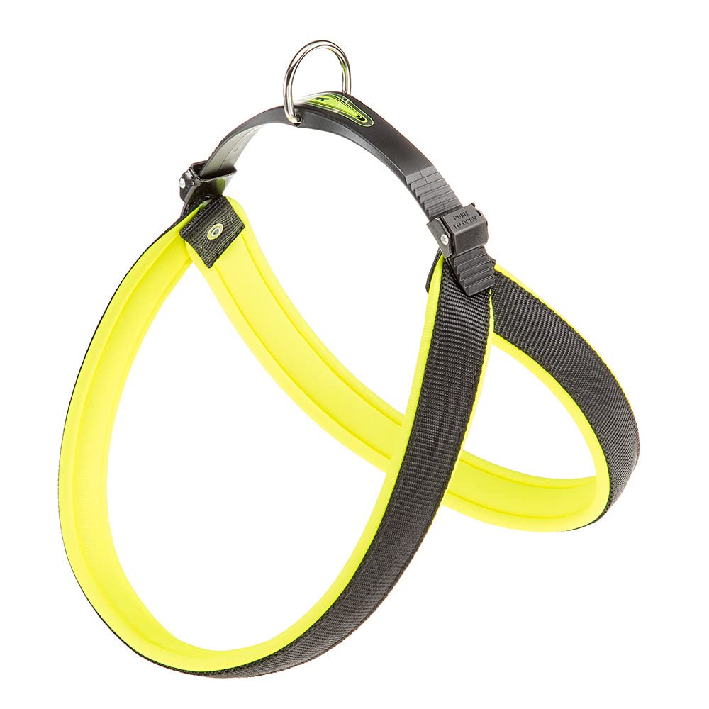 Ferplast Harness for Large Dogs AGILA FLUO 9 Dog Harness with Soft Padding, Quick Release and Attachment System, Chest Size 77-85 cm. Yellow