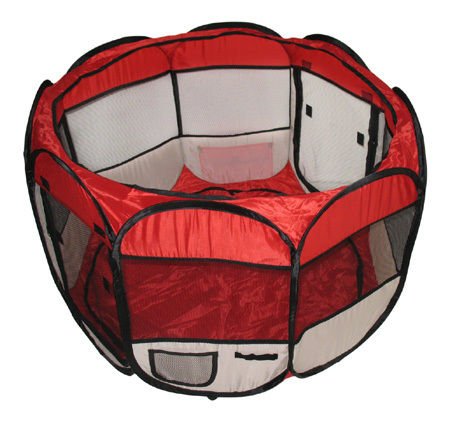 BUNNY BUSINESS Unny Business Fabric Playpen for Rabbits Guineas Run Hutch Foldable, Red