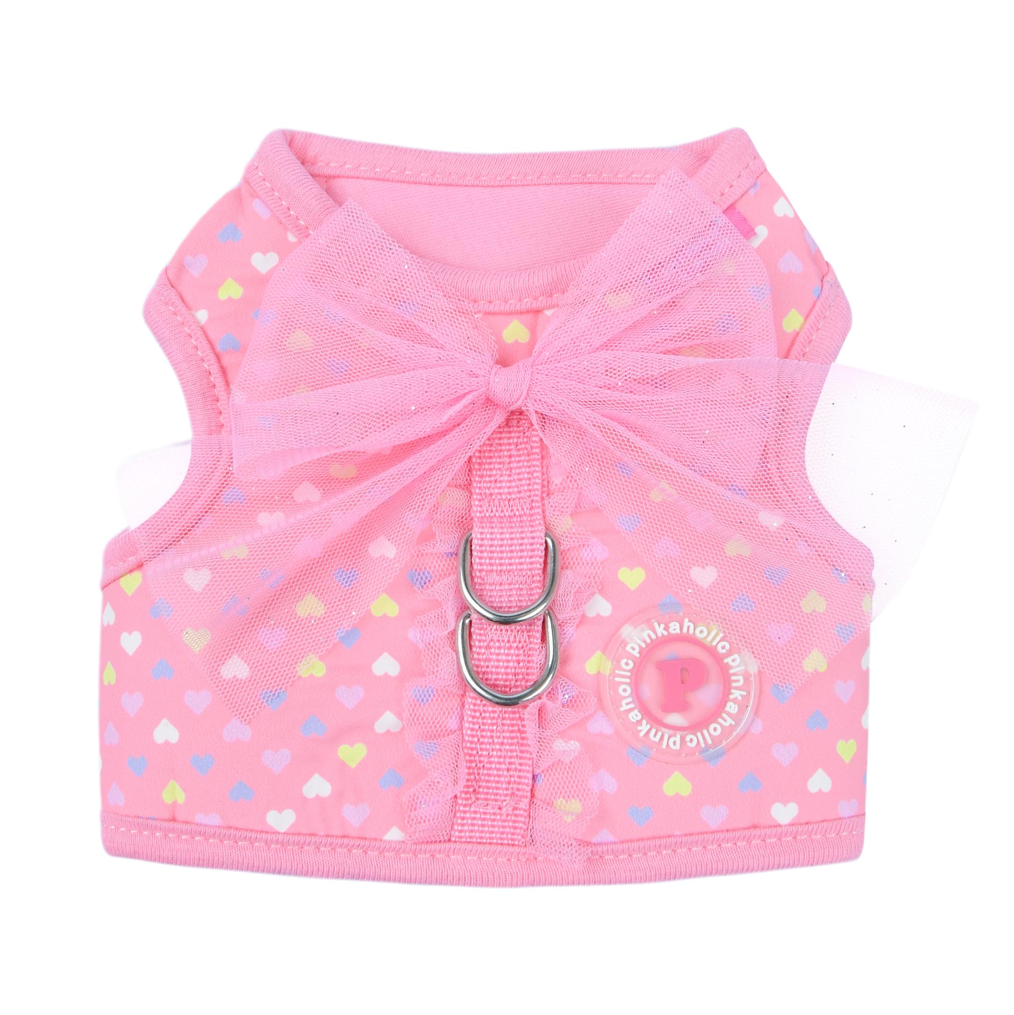 Pinkaholic New York Mabel Jacket Dog Harness Heart Pattern Fashionable Cute Spring Summer Harness for Small Dogs, Pink, Small