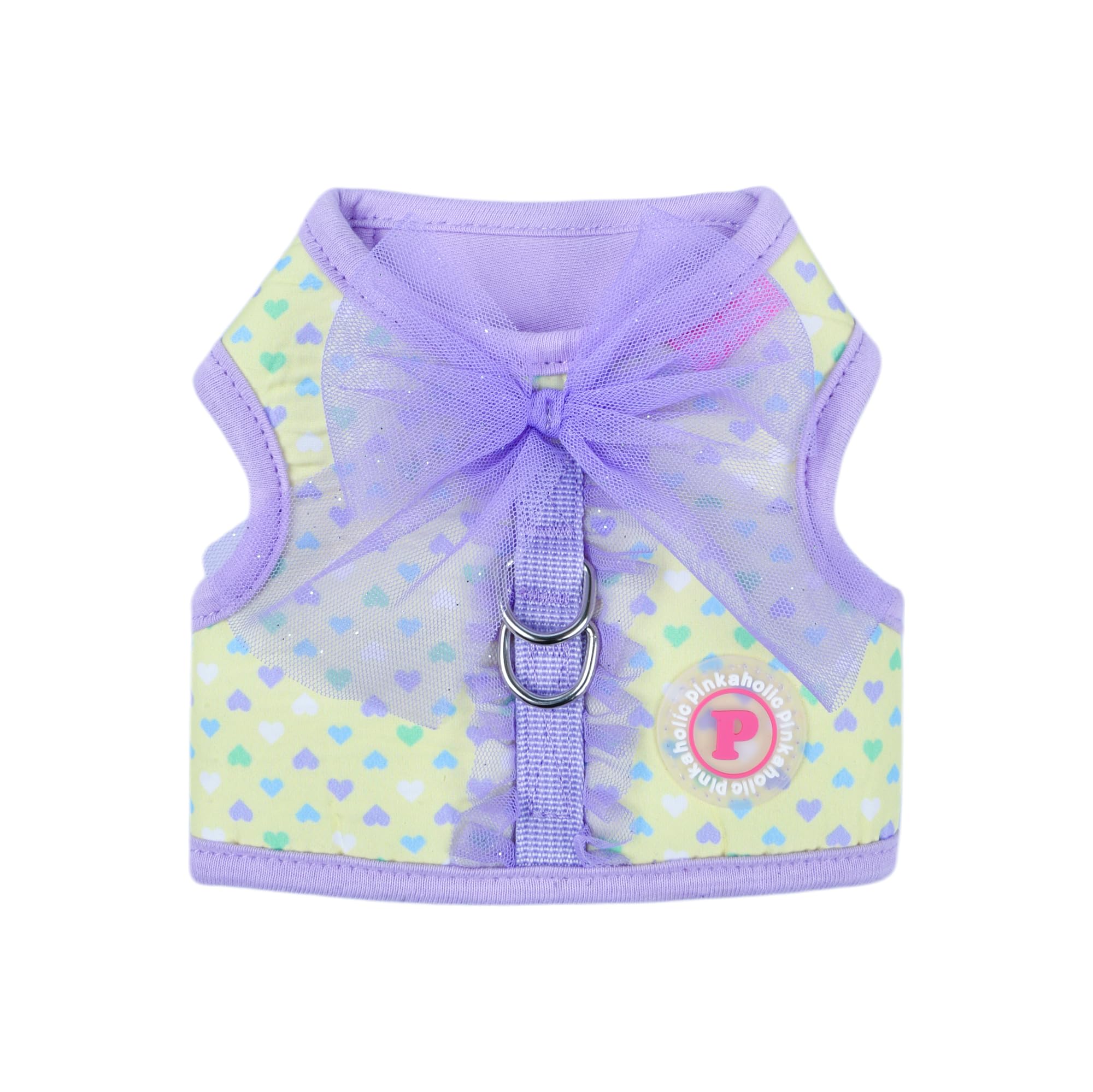 Pinkaholic New York Mabel Jacket Dog Harness Heart Pattern Fashionable Cute Spring Summer Harness for Small Dogs, Violet, Large