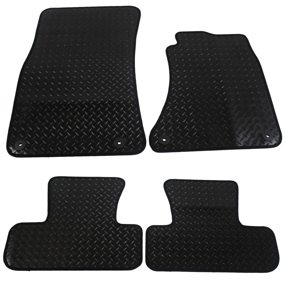 JVL 1016R Fully Tailored Rubber Car Mats with 4 Clips, Black, Set of 4