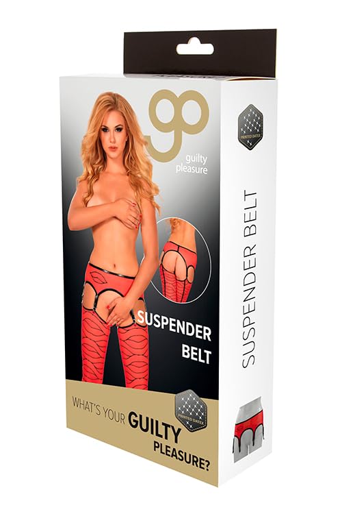 GUILTY PLEASURE Printed Datex Suspender Belt Red XL