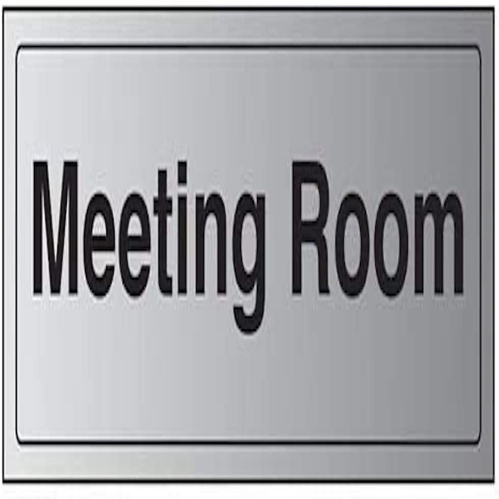 V Safety General Door-Meeting Room Sign - 300mm x 100mm - Self Adhesive Alu Effect