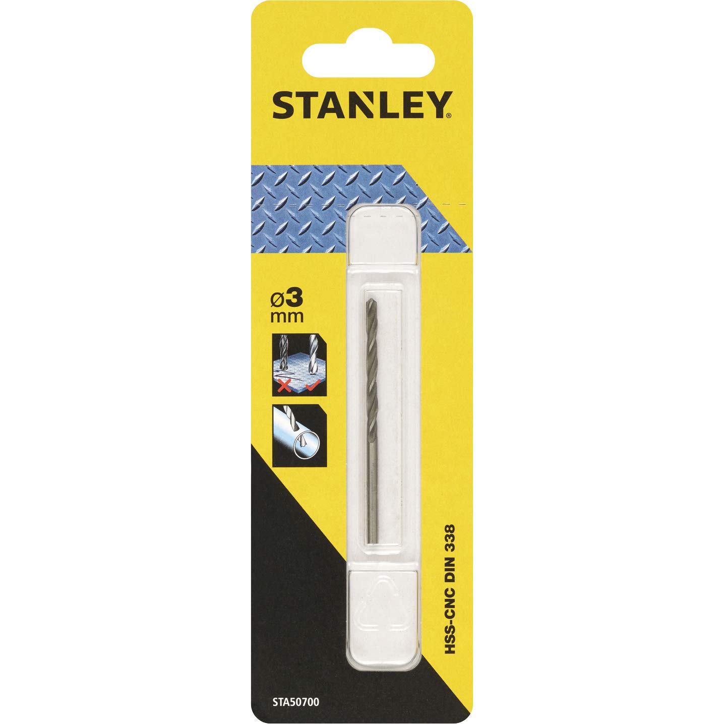Stanley STA50700-QZ HSS-CNC Drill Bit for Metal Diameter 3 mm, Single