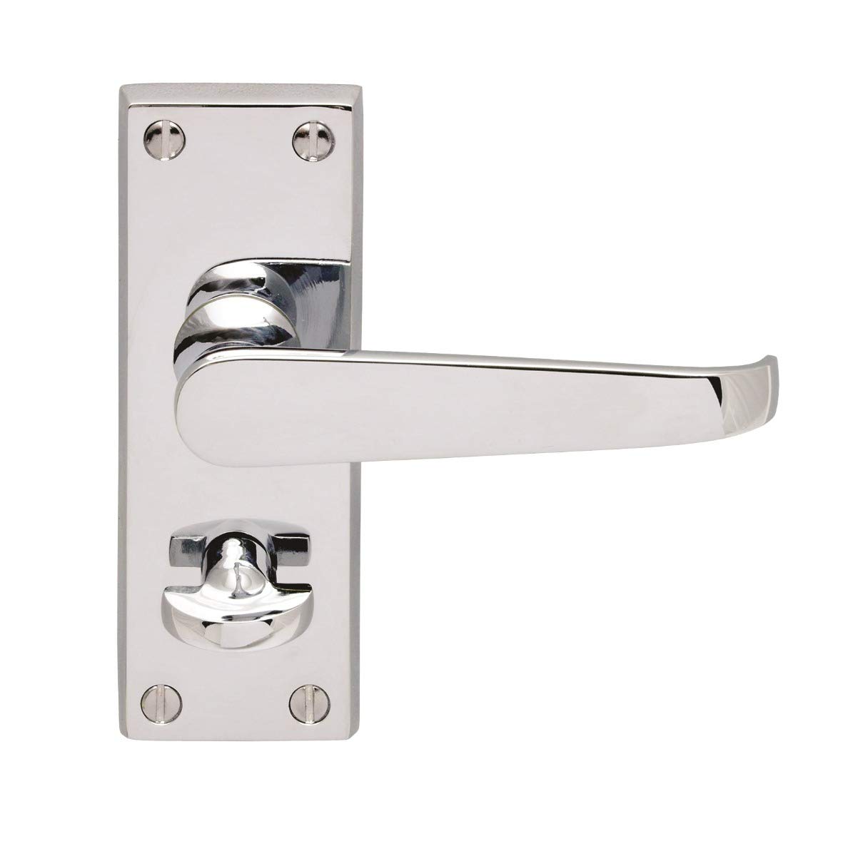 Carlisle Brass Victorian Flat Lever on Face-Fix Backplate - Privacy in Polished Chrome