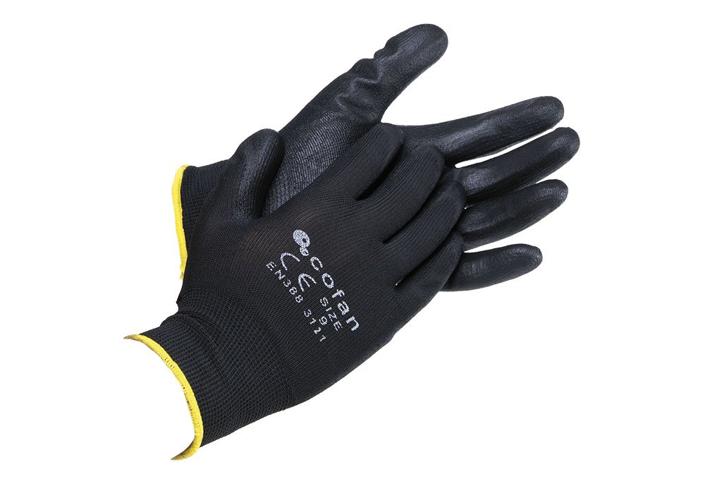 CoFan 11000125 – 7BL – Pack of 12 Gloves (Nylon, T-7) Black