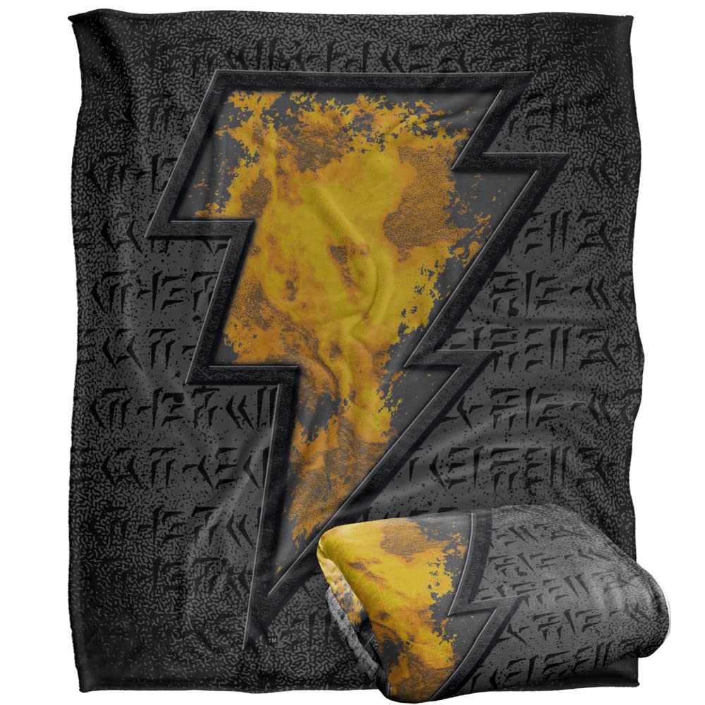 BLACK ADAM Blanket, 152 x 127 cm Beveled Bolt Silky Touch Super Soft Throw Blanket