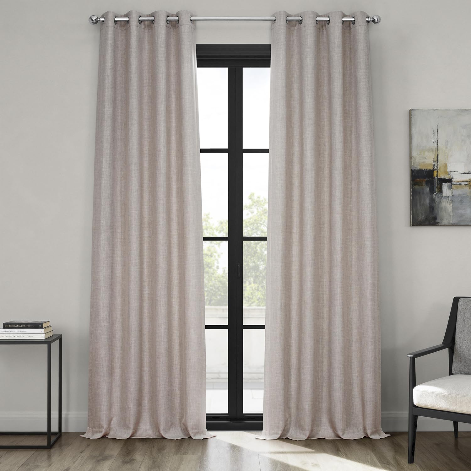 HPD Half Price Drapes Grommet Linen Curtains 120 Inches Long Room Darkening Curtains for Bedroom & Living Room (1 Panel), 50W x 120L, Clay