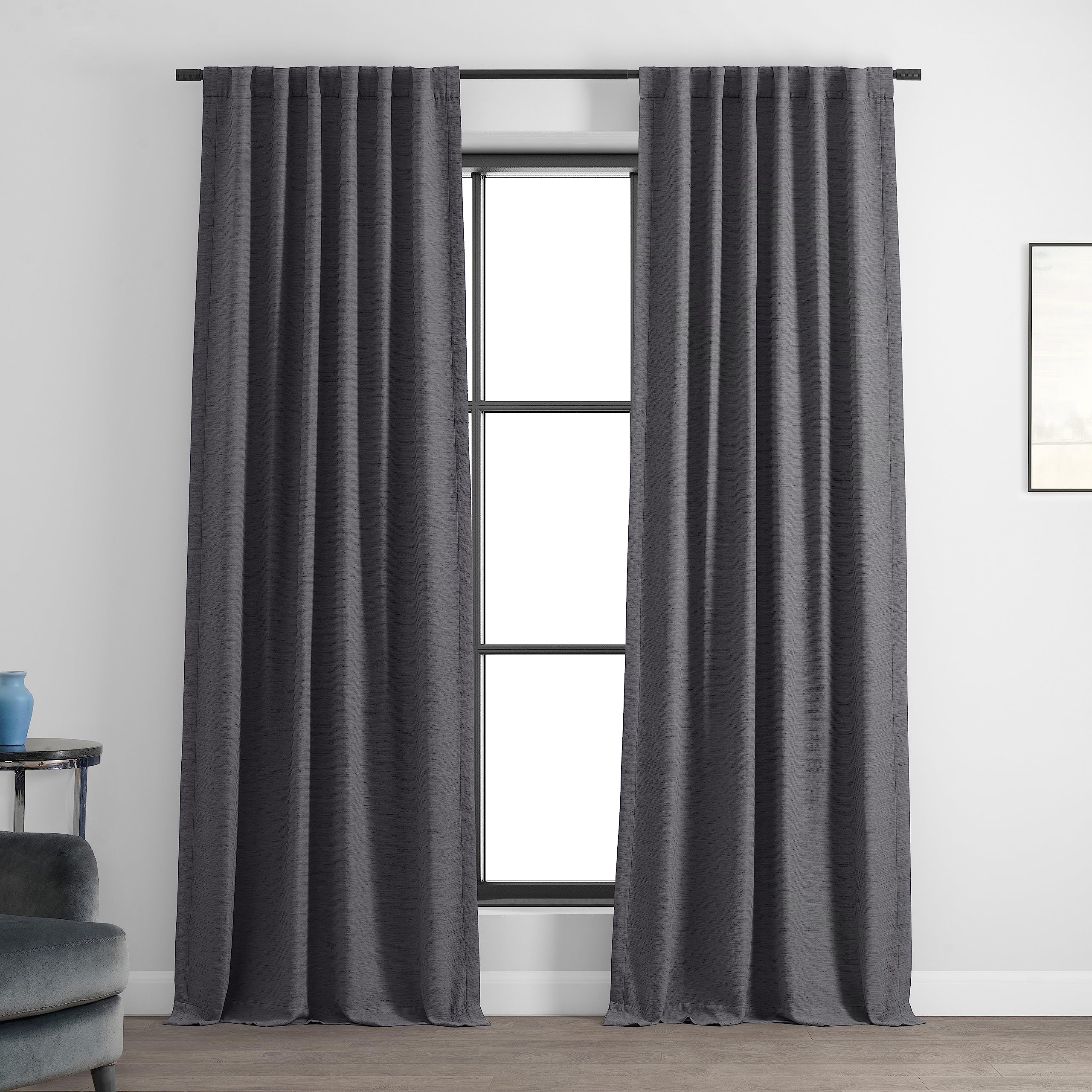 HPD Half Price Drapes Bellino Room Darkening Curtains 108 Inches Long Curtains for Bedroom & Living Room (1 Panel), 50W x 108L, Armour Grey