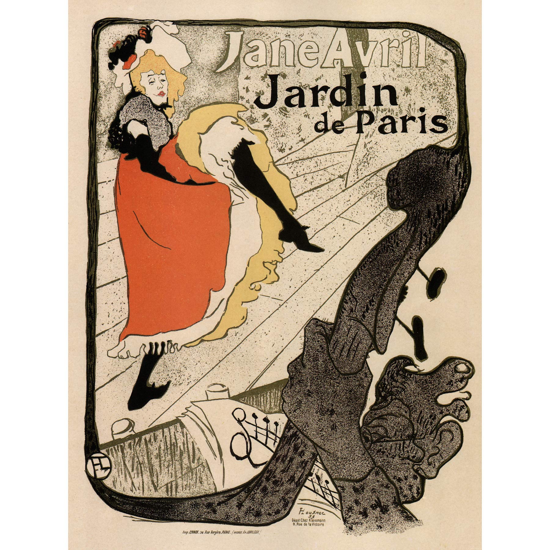 Bumblebeaver GARDENS PARIS JANE AVRIL TOULOUSE- LAUTREC FRANCE VINTAGE POSTER ART PRINT 12x16 inch 30x40cm 924PY