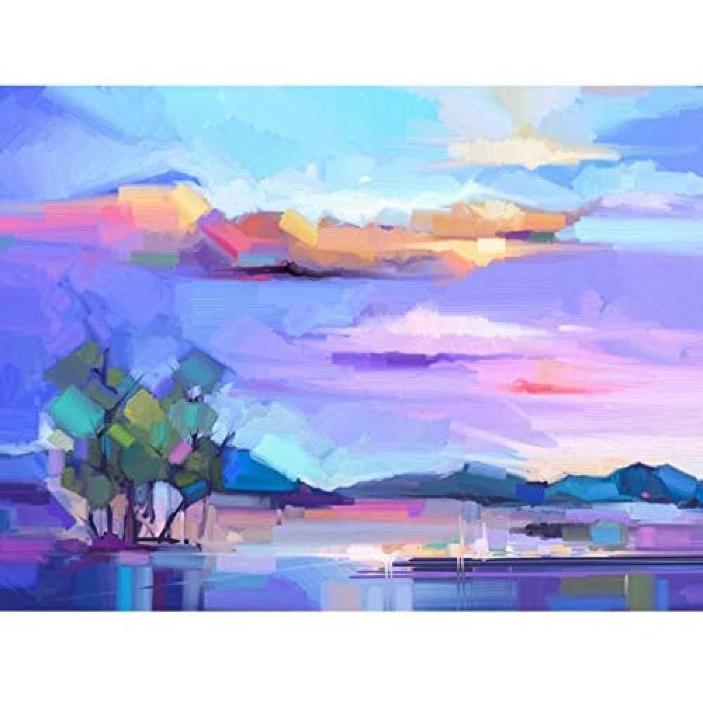 Wee Blue Coo Abstract Sunset on Meadow Unframed Art Print Poster Wall Decor 12x16 inch