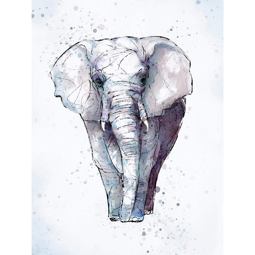 Wee Blue Coo Painting Digital Evry African Elephant Art Print Poster Wall Decor 12X16 Inch