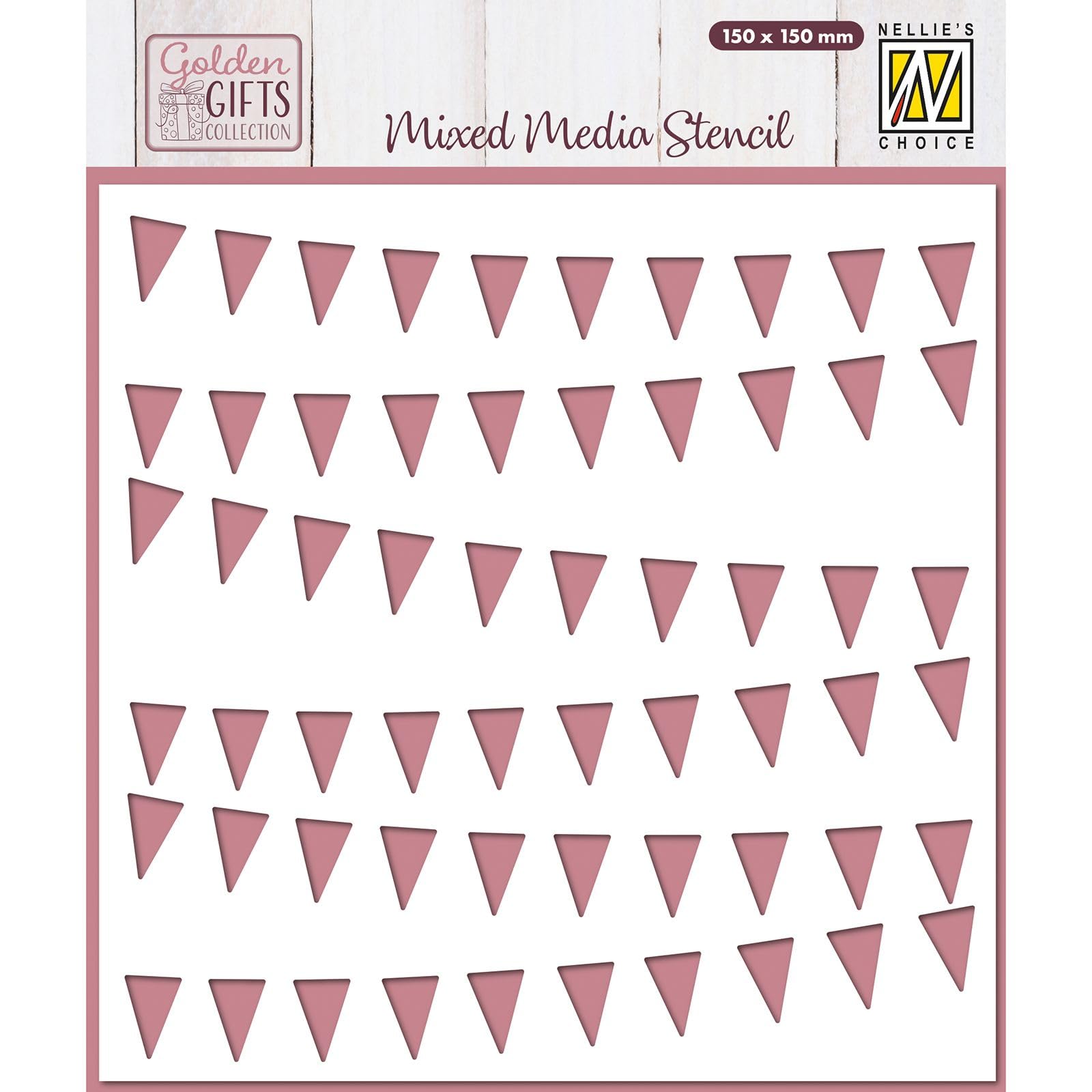 Nellie's Choice Stencil Bunting Flags - Reusable Stencil for Crafts of 5.9 x 5.9" (15 x 15 cm) - Scrapbooking, Cardmaking and Other Papercrafts