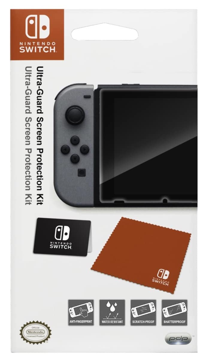 PDP Gaming Premium Ultra Guard Screen Protector Kit Thick Shatterproof Screen Protector, Cloth, Applicator: Nintendo Switch
