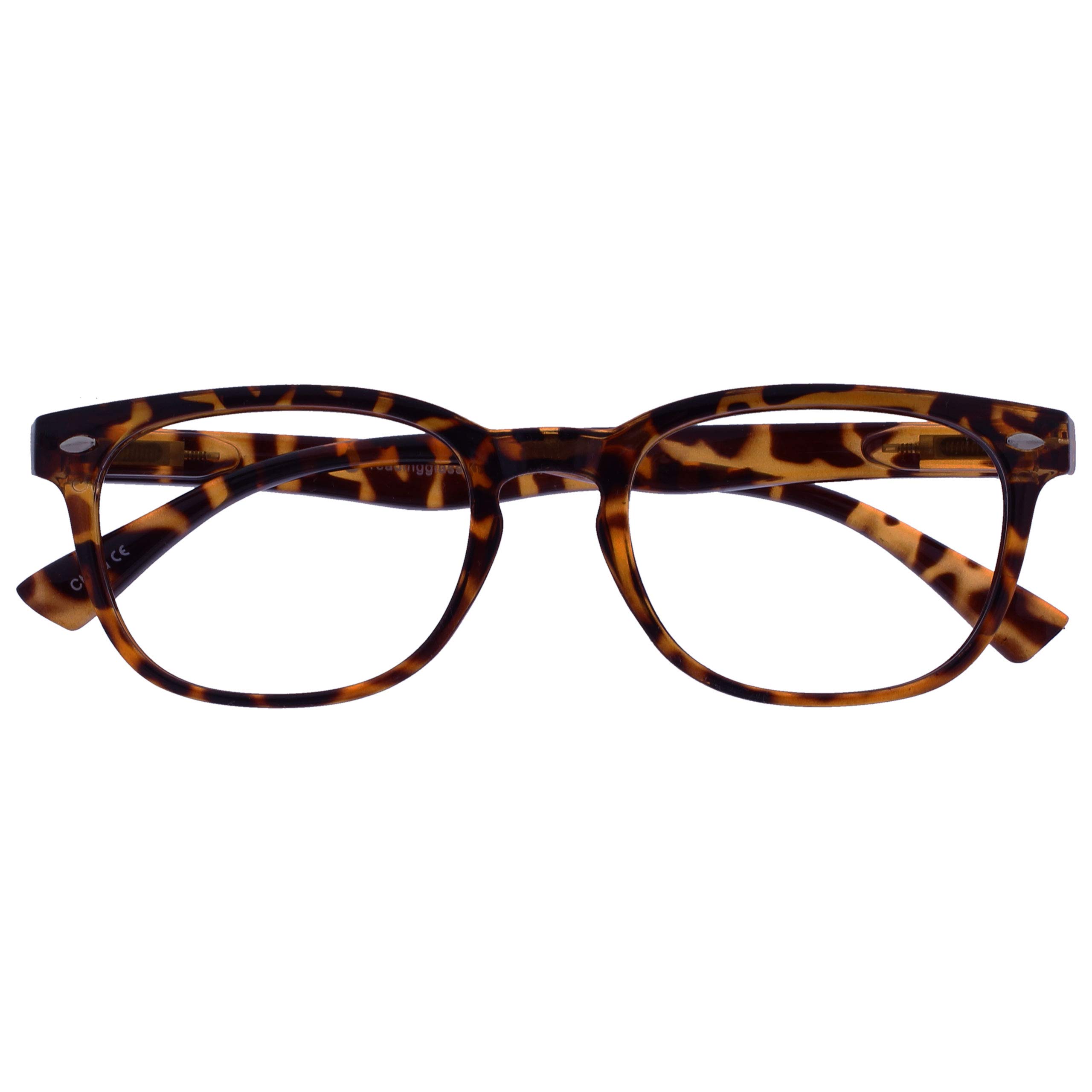 OPULIZE Reading Glasses Brown Tortoiseshell Readers Gregory Peck Style Mens Womens Spring Hinges R14-2T +1.50