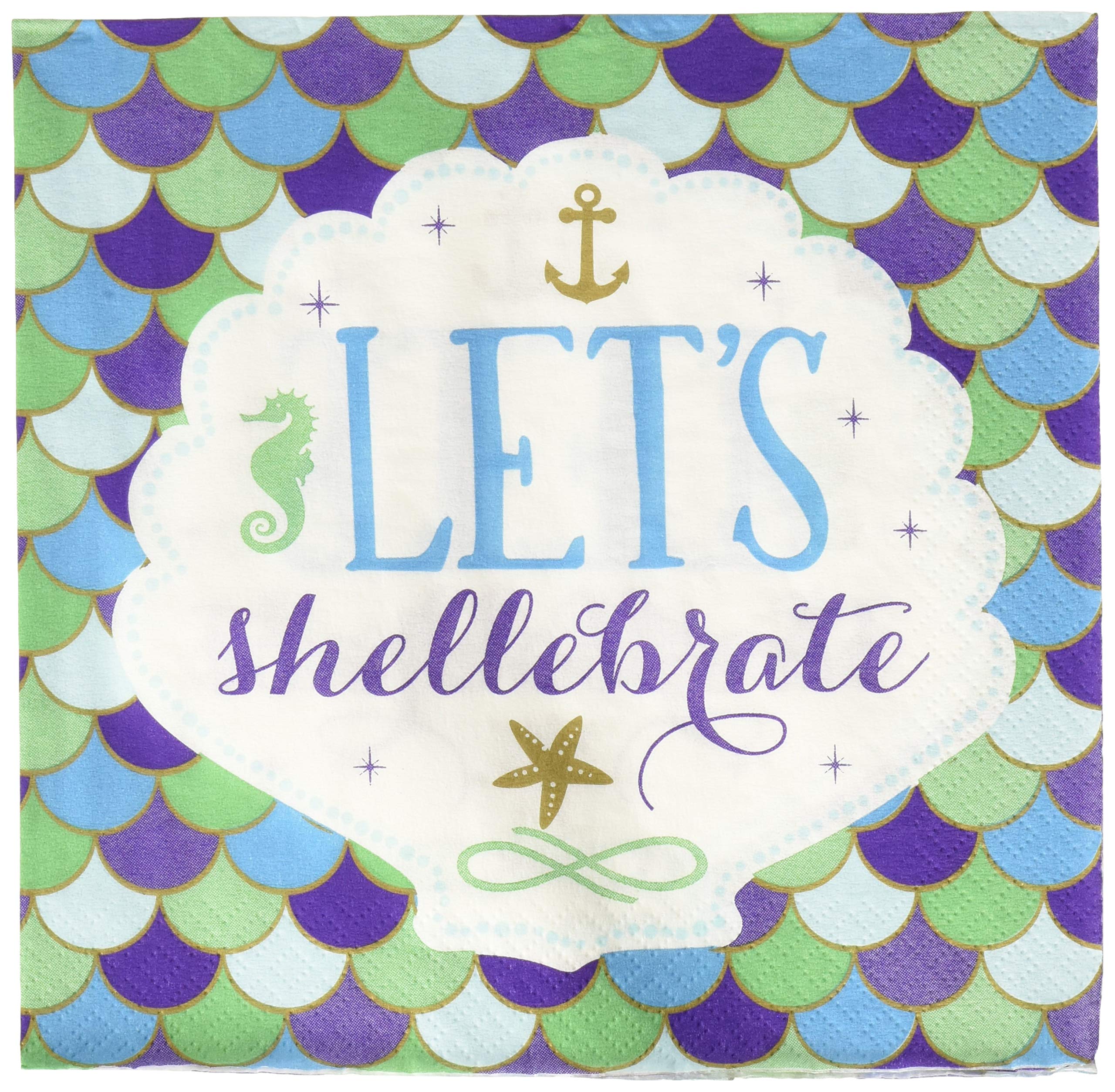 Amscan 511975 - Mermaid Wishes Kids Birthday Party Luncheon Napkins - 16 Pack